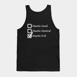 Chaotic Evil DND 5e Pathfinder RPG Alignment Role Playing Tabletop RNG Checklist Tank Top